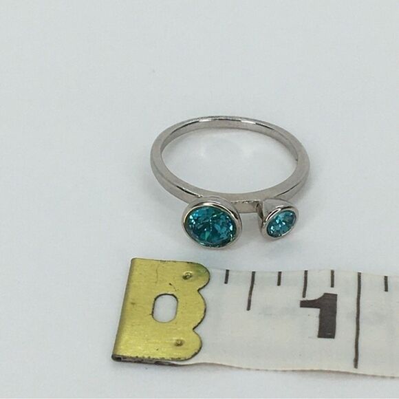 Vintage NVC Nataliya V.‎ Collister Ring Silver Teal Mother Child Estate Sz. 7 - Picture 4 of 5